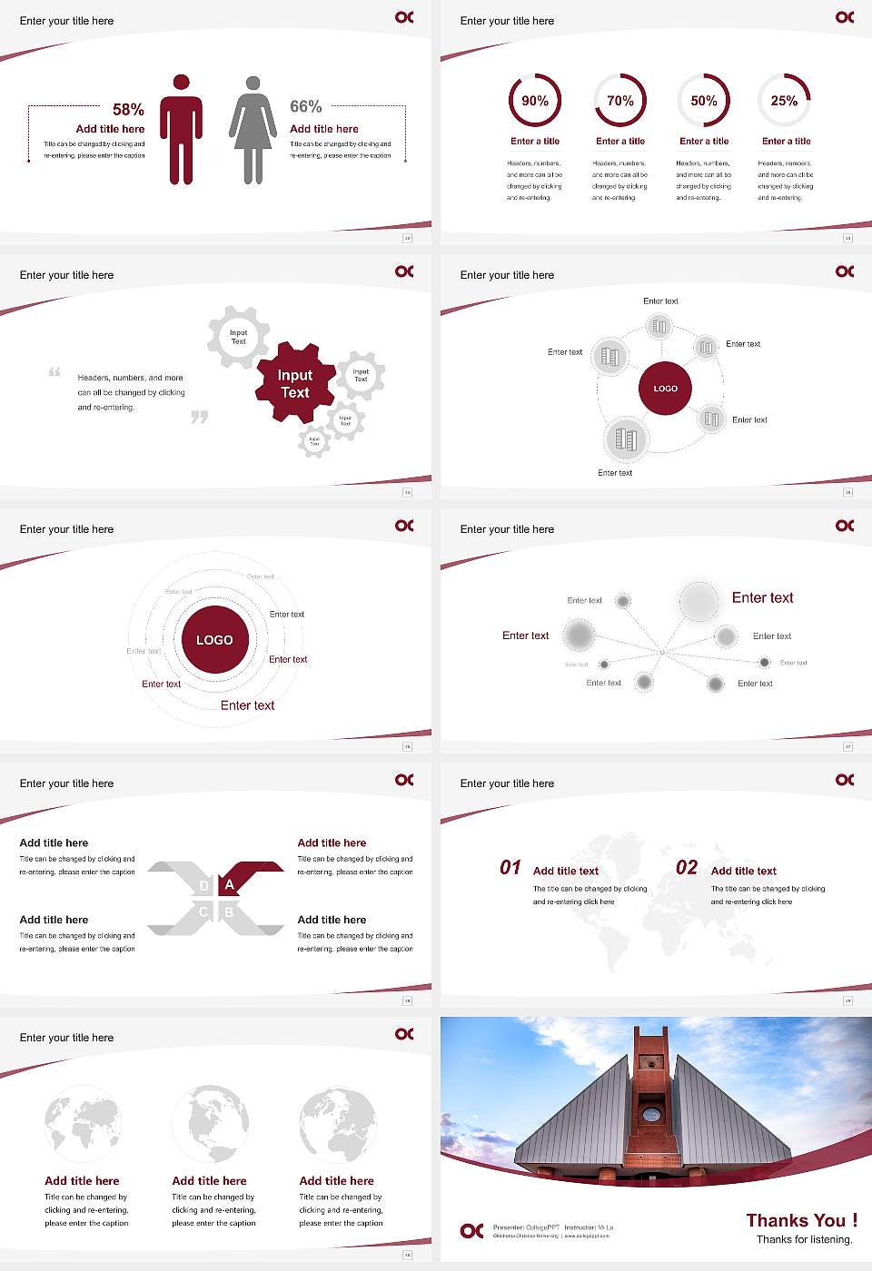 Oklahoma Christian University Course/Courseware Creation PPT Template16:9 ratio PPT effect preview image4