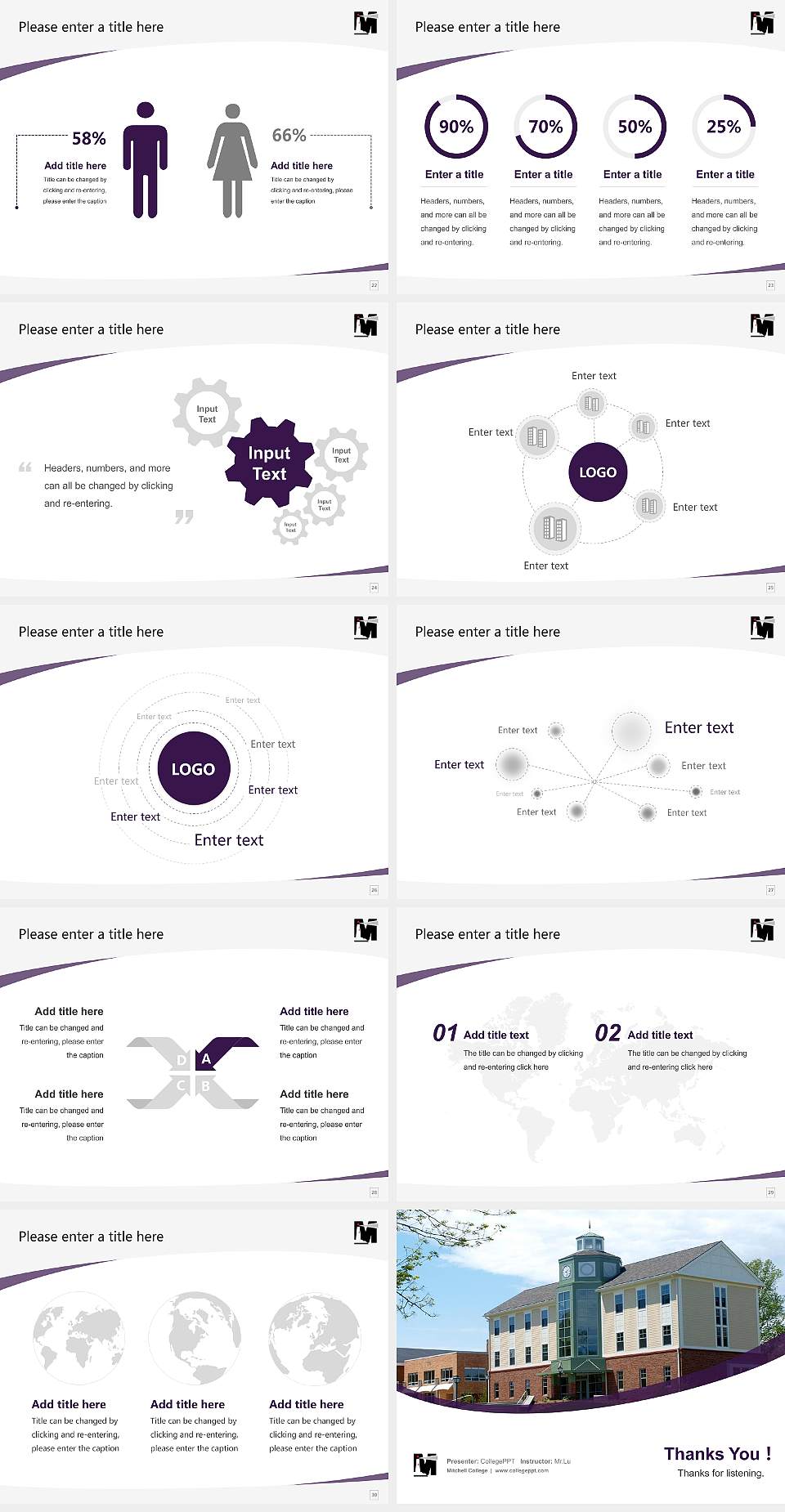 Mitchell College Course/Courseware Creation PPT Template4:3 ratio PPT effect preview image4
