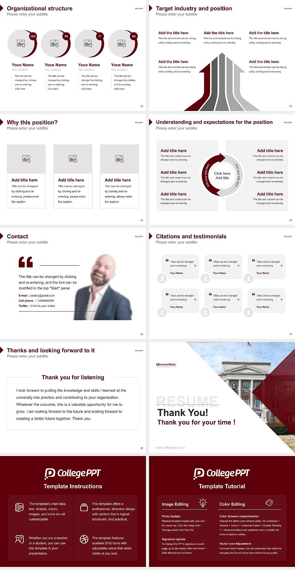 Missouri State University-Springfield Resume PPT Template4:3 ratio PPT effect preview image4