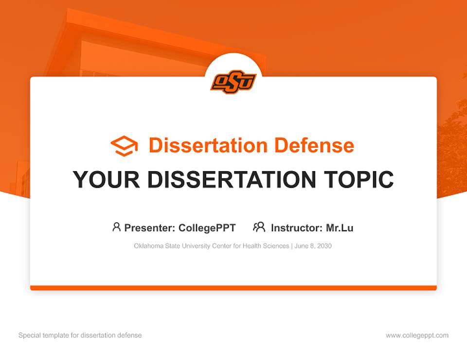 Oklahoma State University Center for Health Sciences Graduation Thesis Defense PPT Template4:3 ratio PPT effect preview image7