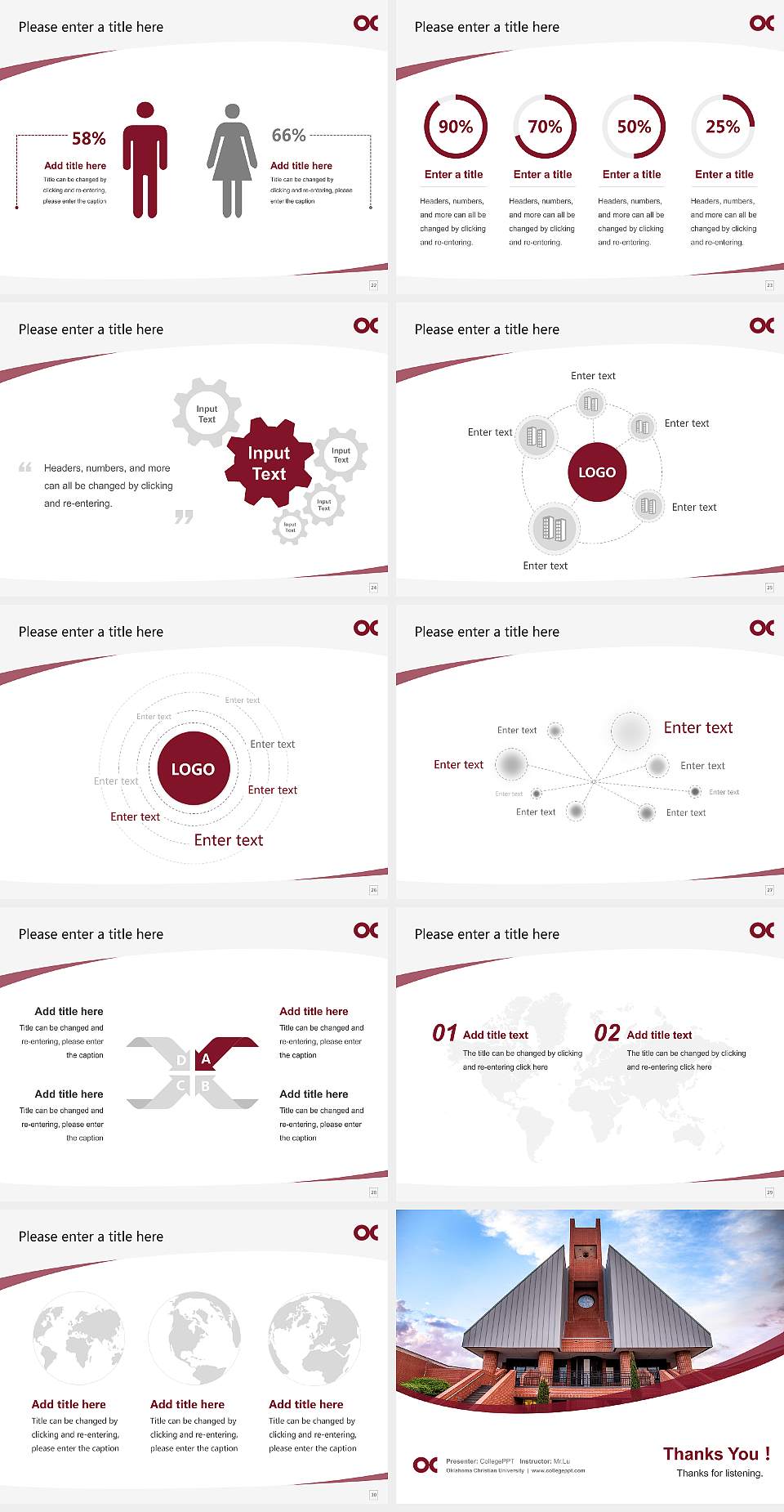 Oklahoma Christian University Course/Courseware Creation PPT Template4:3 ratio PPT effect preview image4