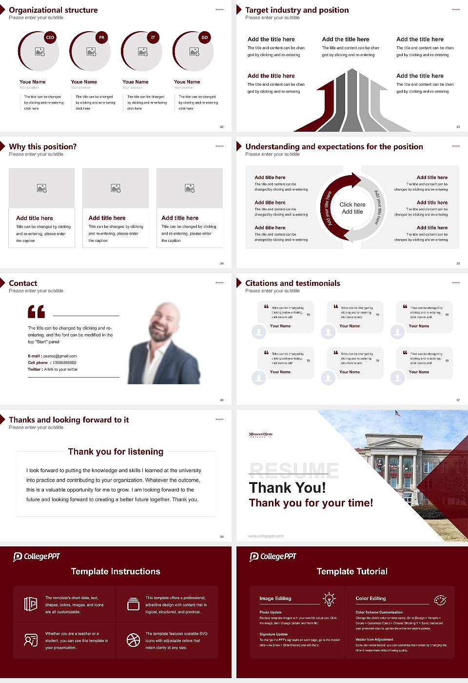 Missouri State University-Springfield Resume PPT Template16:9 ratio PPT effect preview image4