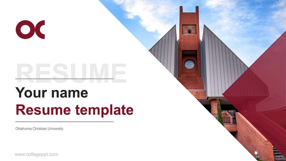Oklahoma Christian University Resume PPT Template16:9 ratio PPT effect preview image