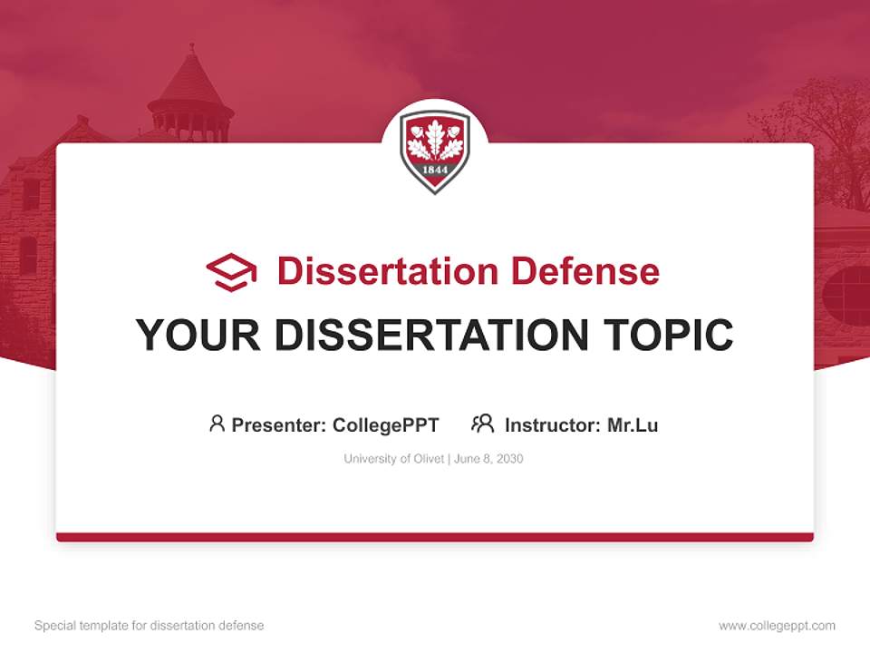 University of Olivet Graduation Thesis Defense PPT Template4:3 ratio PPT effect preview image7