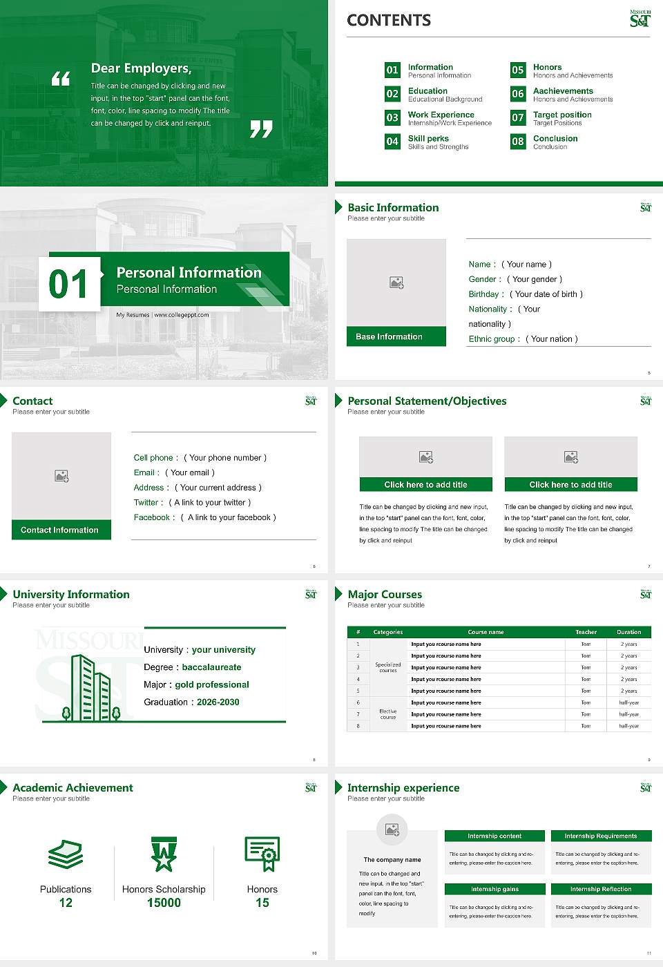 Missouri University of Science and Technology Resume PPT Template16:9 ratio PPT effect preview image2