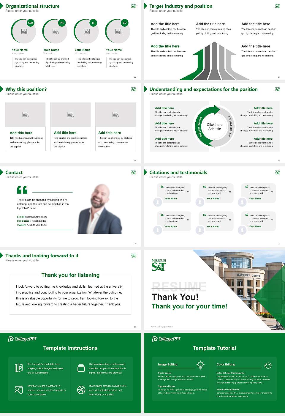 Missouri University of Science and Technology Resume PPT Template16:9 ratio PPT effect preview image4