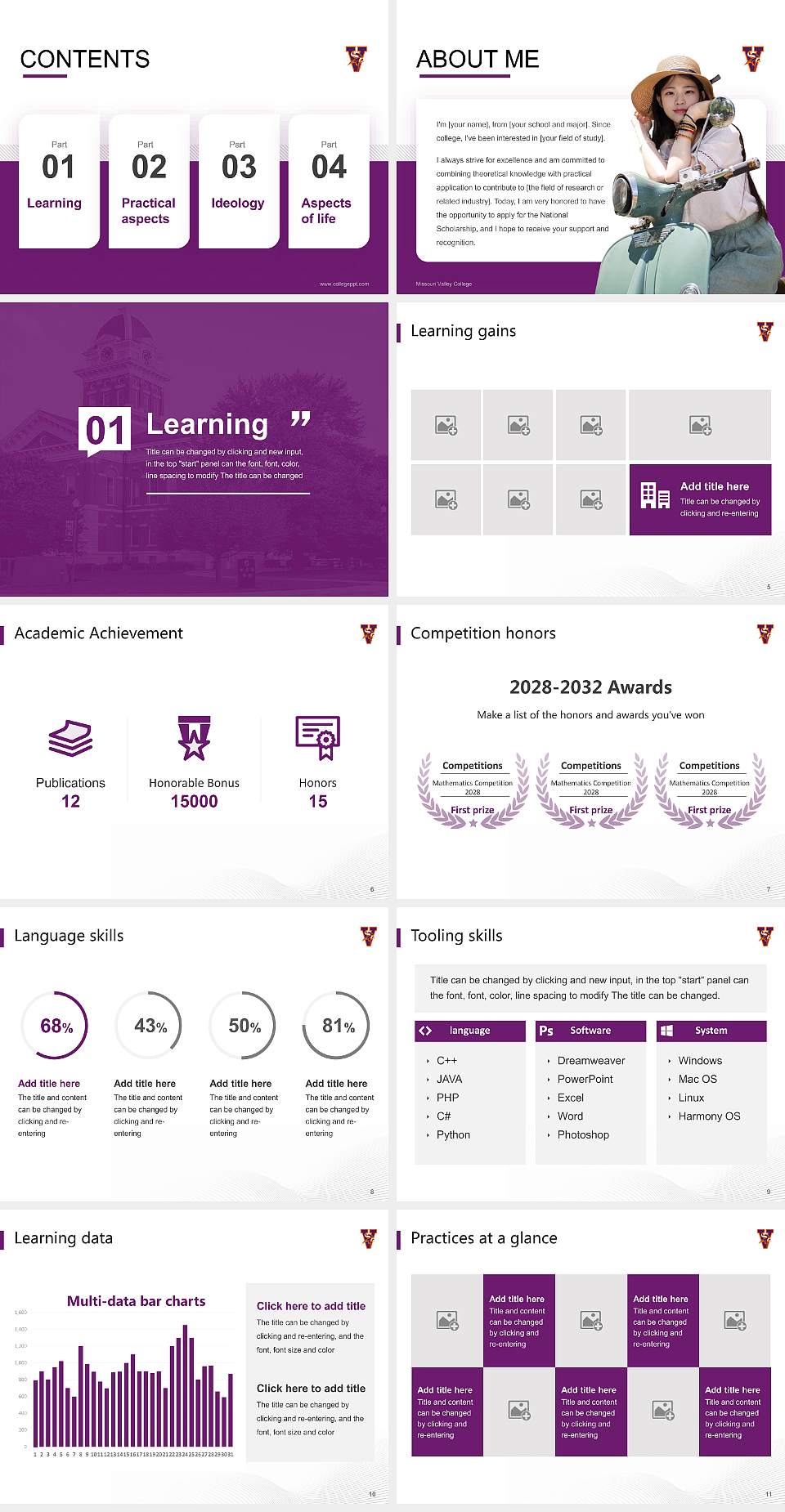 Missouri Valley College National Scholarship Defense PPT Template4:3 ratio PPT effect preview image2
