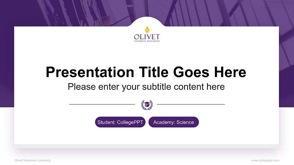 Olivet Nazarene University National Scholarship Defense PPT Template16:9 ratio PPT effect preview image