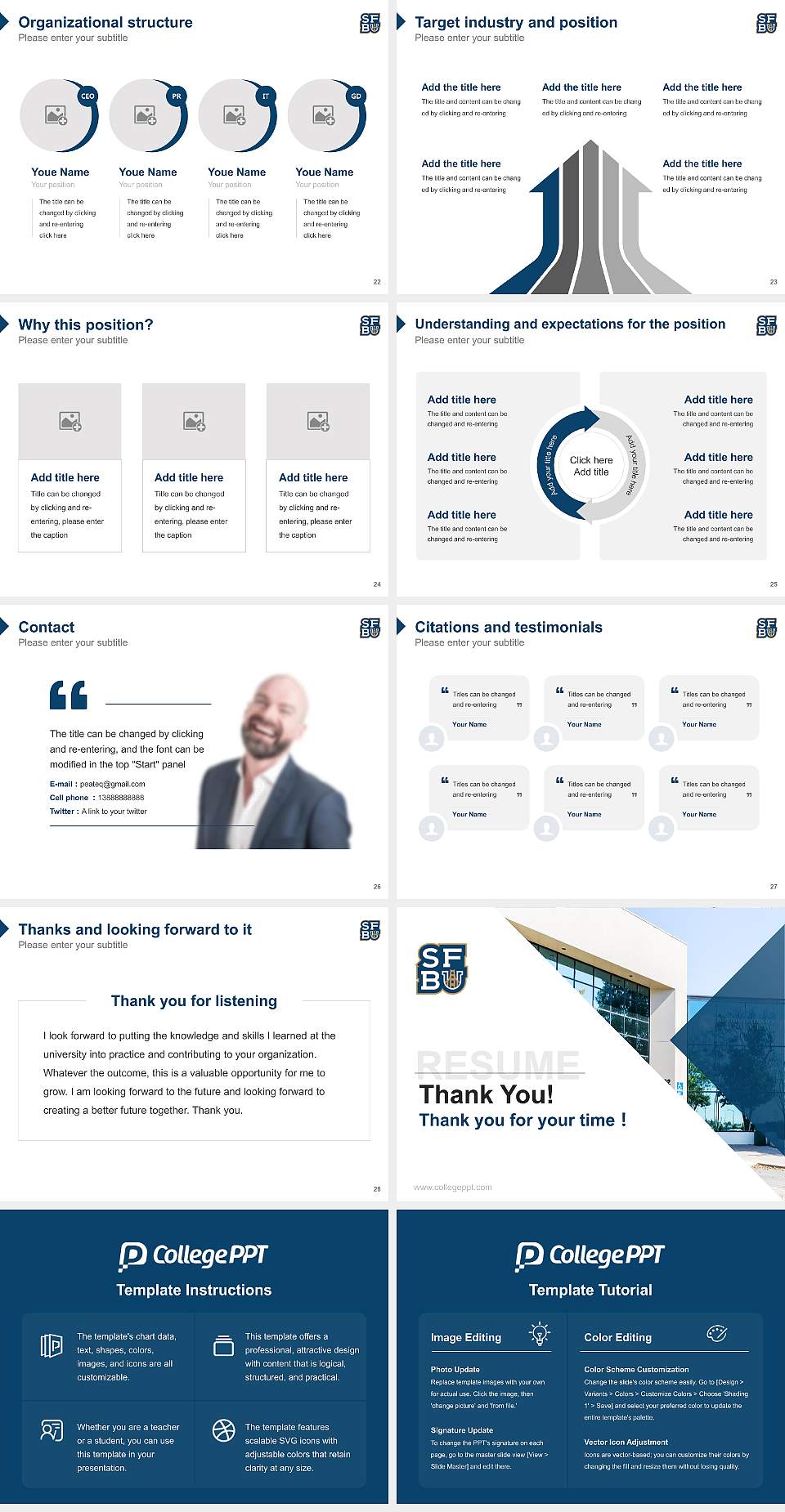 San Francisco Bay University Resume PPT Template4:3 ratio PPT effect preview image4