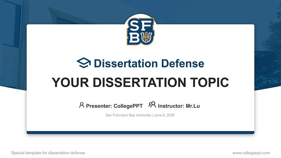 San Francisco Bay University Graduation Thesis Defense PPT Template16:9 ratio PPT effect preview image