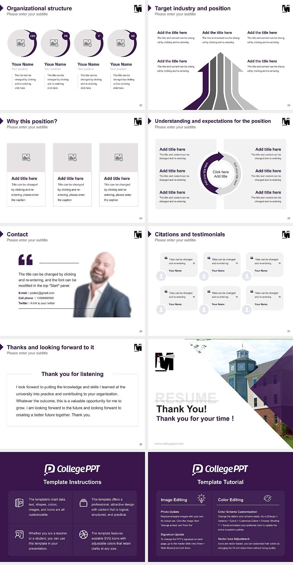Mitchell College Resume PPT Template4:3 ratio PPT effect preview image4