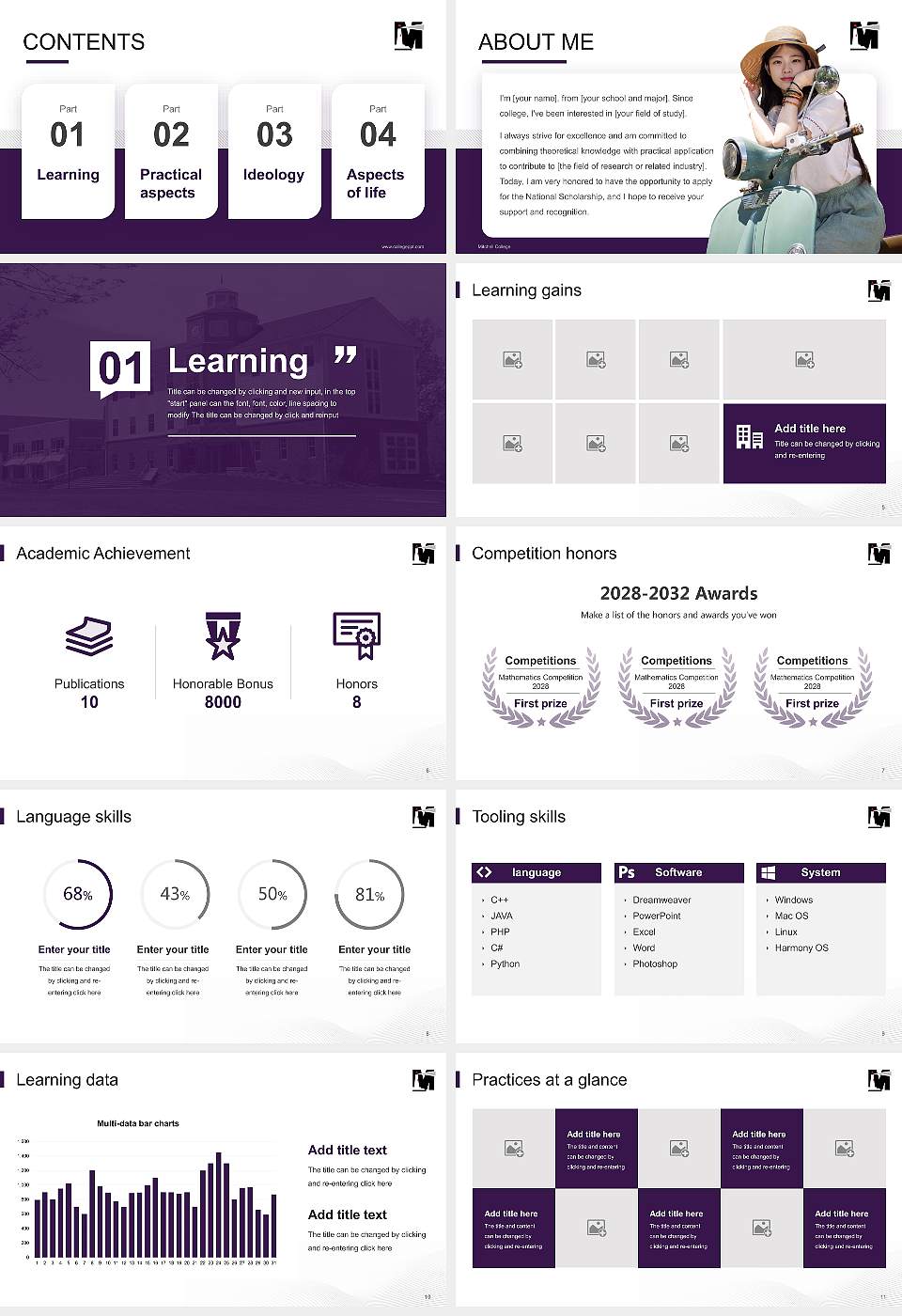 Mitchell College National Scholarship Defense PPT Template16:9 ratio PPT effect preview image2