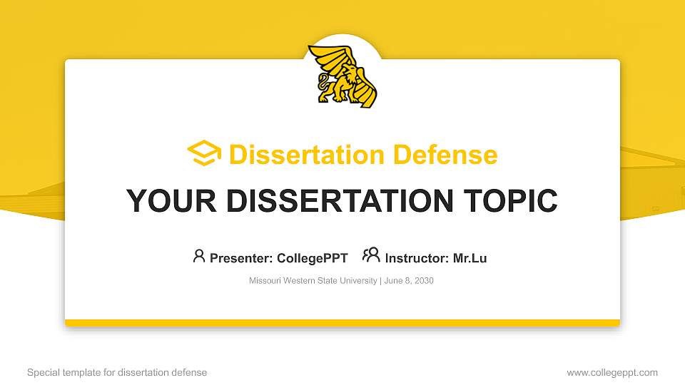 Missouri Western State University Graduation Thesis Defense PPT Template16:9 ratio PPT effect preview image