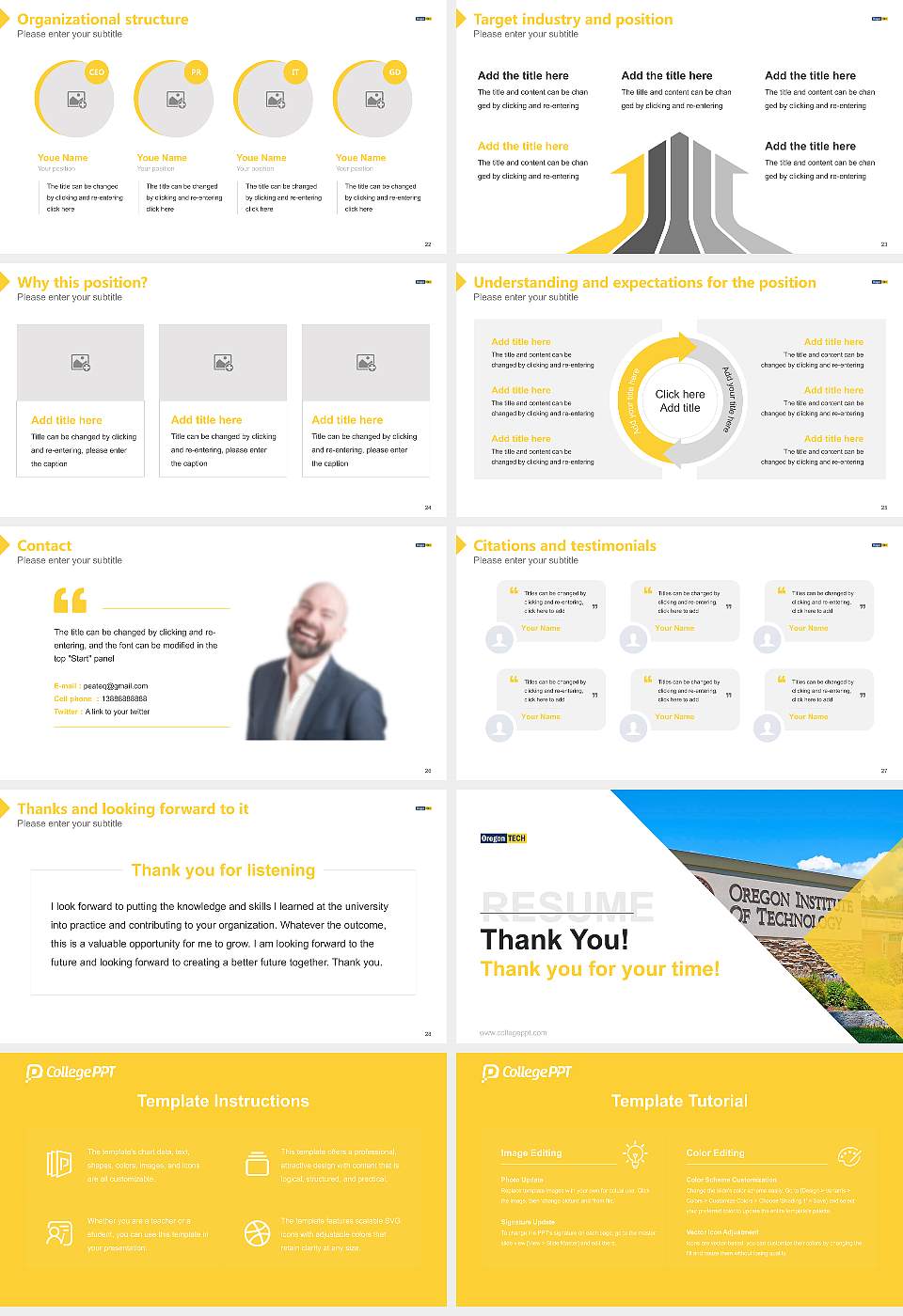 Oregon Institute of Technology Resume PPT Template16:9 ratio PPT effect preview image4