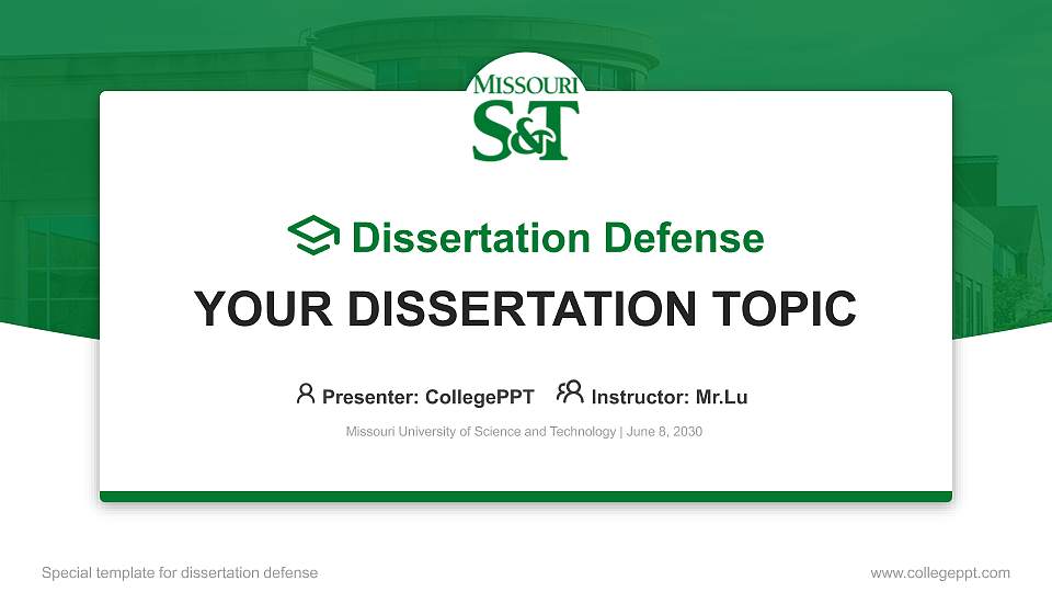 Missouri University of Science and Technology Graduation Thesis Defense PPT Template16:9 ratio PPT effect preview image