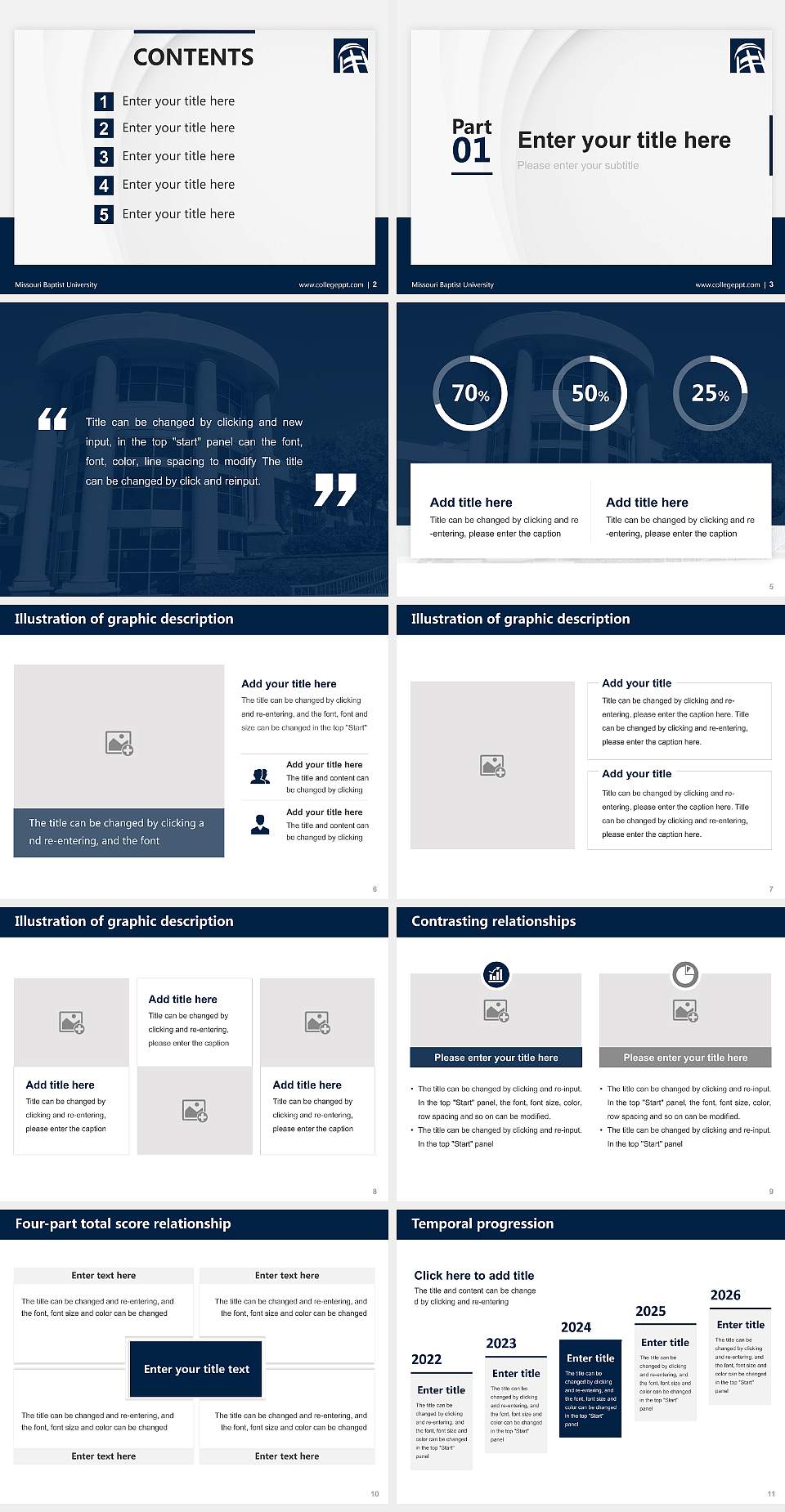 Missouri Baptist University Thesis Proposal/Graduation Defense PPT Template4:3 ratio PPT effect preview image2