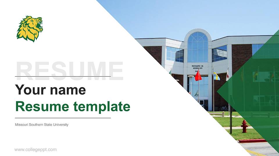 Missouri Southern State University Resume PPT Template16:9 ratio PPT effect preview image