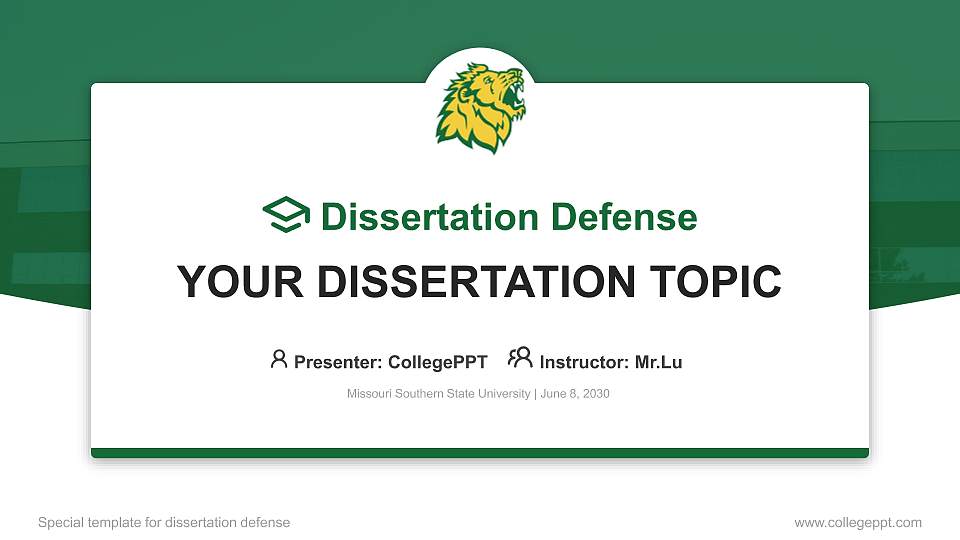 Missouri Southern State University Graduation Thesis Defense PPT Template16:9 ratio PPT effect preview image
