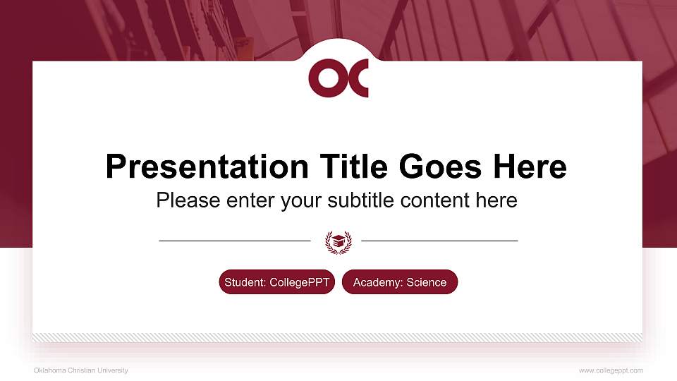 Oklahoma Christian University National Scholarship Defense PPT Template16:9 ratio PPT effect preview image