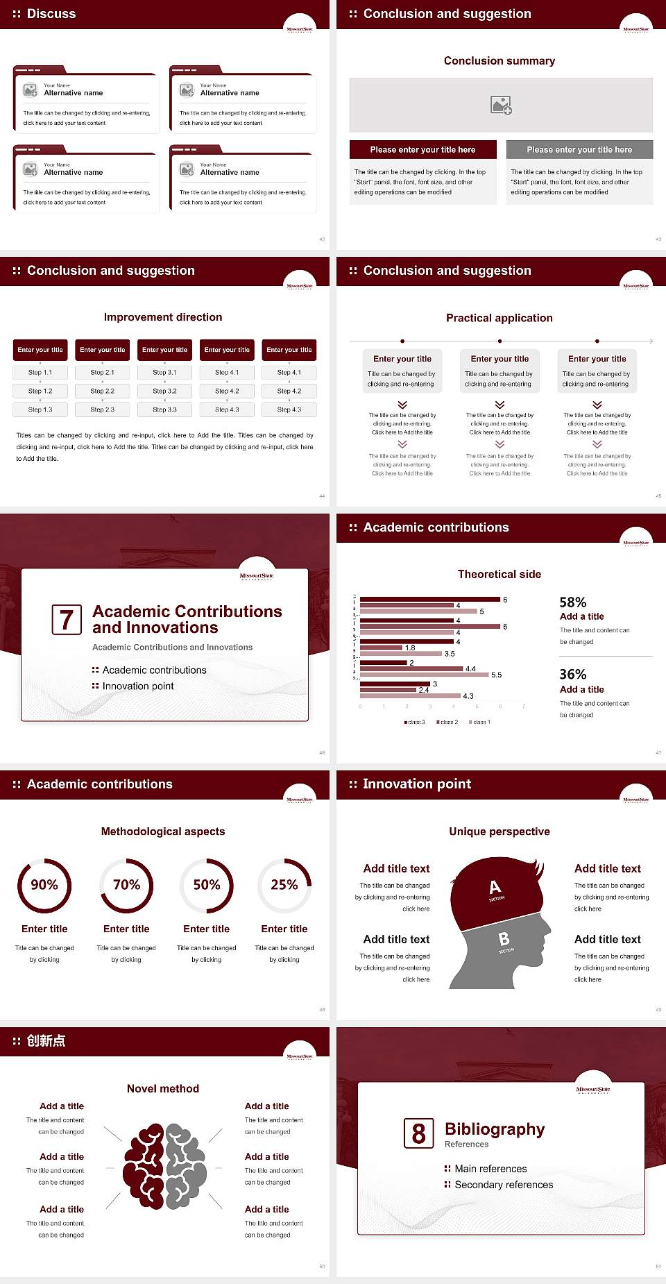 Missouri State University-Springfield Graduation Thesis Defense PPT Template4:3 ratio PPT effect preview image6