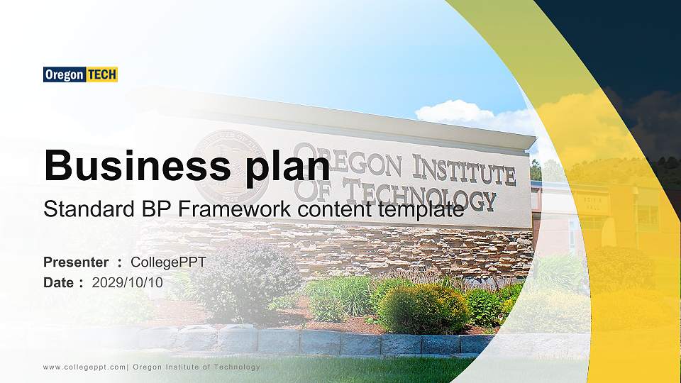 Oregon Institute of Technology Competition/Entrepreneurship Contest PPT Template16:9 ratio PPT effect preview image