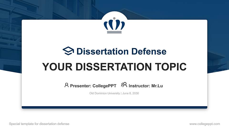 Old Dominion University Graduation Thesis Defense PPT Template16:9 ratio PPT effect preview image