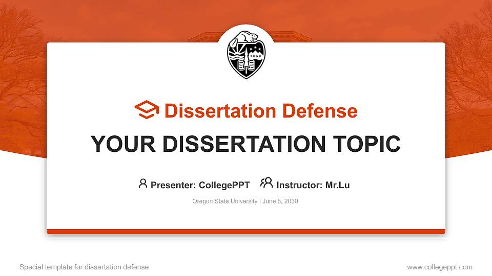 Oregon State University Graduation Thesis Defense PPT Template16:9 ratio PPT effect preview image