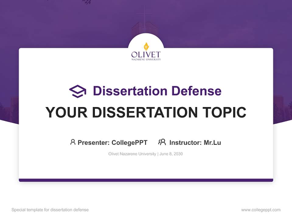 Olivet Nazarene University Graduation Thesis Defense PPT Template4:3 ratio PPT effect preview image7