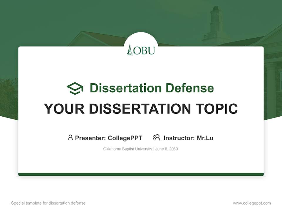 Oklahoma Baptist University Graduation Thesis Defense PPT Template4:3 ratio PPT effect preview image7