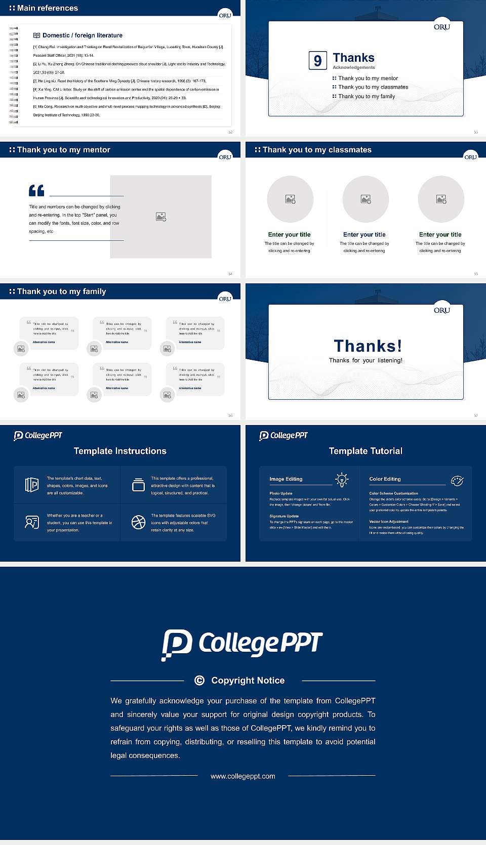Oral Roberts University Graduation Thesis Defense PPT Template16:9 ratio PPT effect preview image7