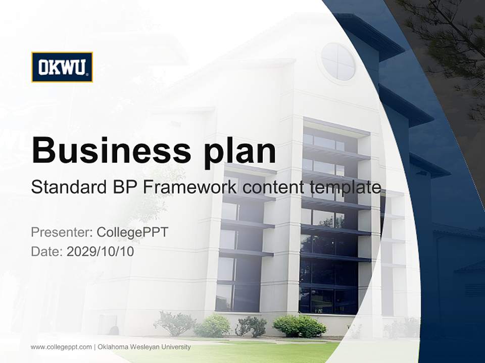 Oklahoma Wesleyan University Competition/Entrepreneurship Contest PPT Template4:3 ratio PPT effect preview image9