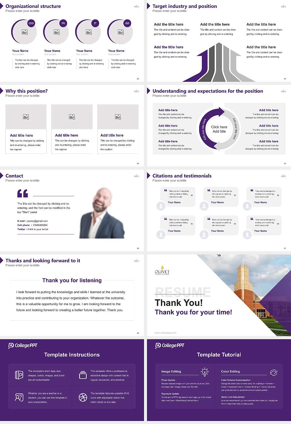 Olivet Nazarene University Resume PPT Template16:9 ratio PPT effect preview image4