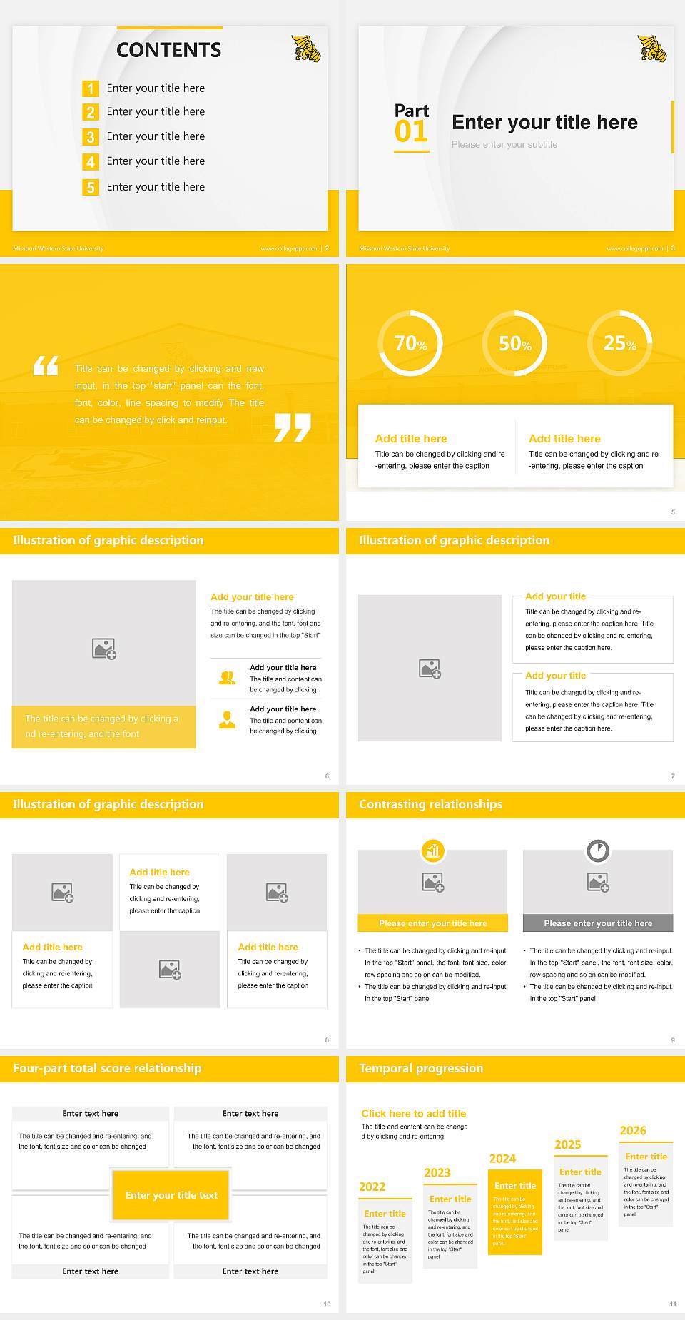 Missouri Western State University Thesis Proposal/Graduation Defense PPT Template4:3 ratio PPT effect preview image2