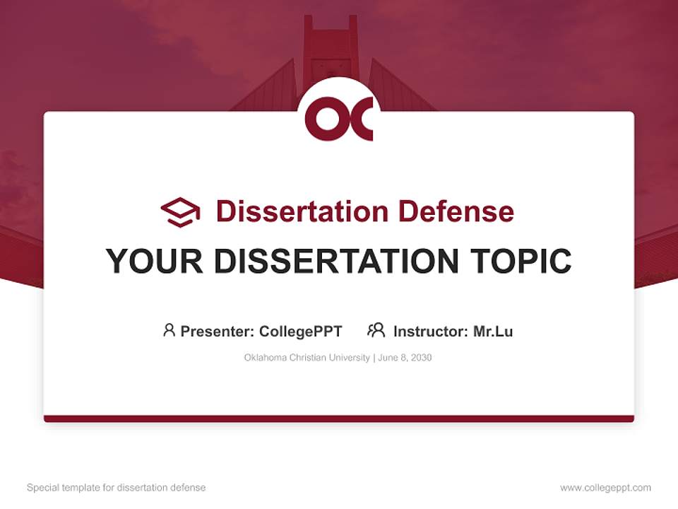 Oklahoma Christian University Graduation Thesis Defense PPT Template4:3 ratio PPT effect preview image7