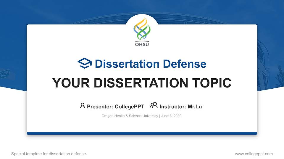 Oregon Health & Science University Graduation Thesis Defense PPT Template16:9 ratio PPT effect preview image
