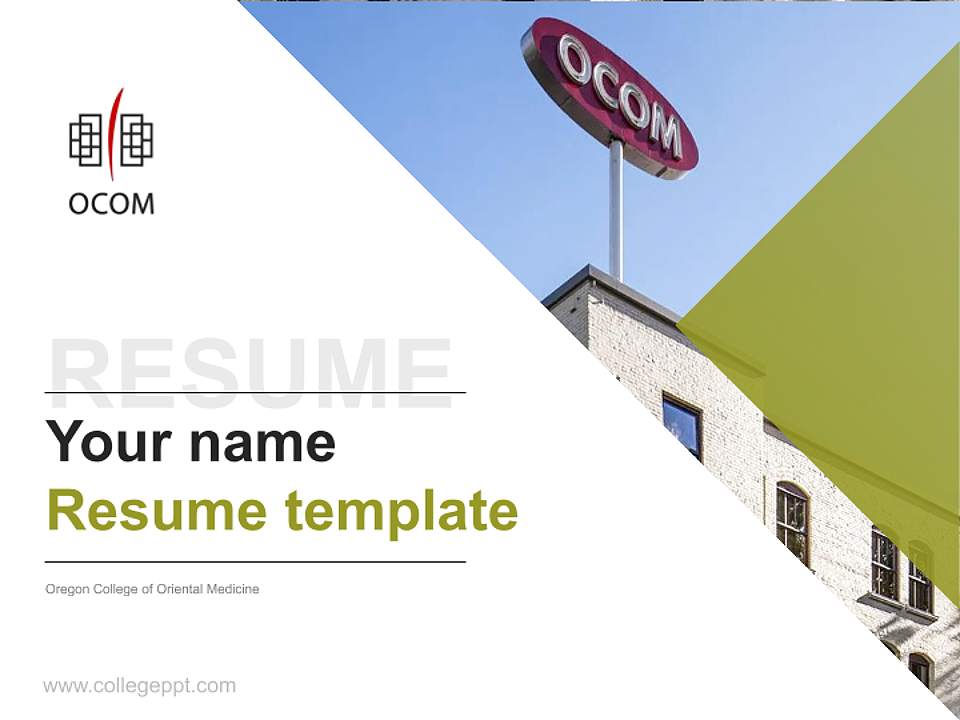 Oregon College of Oriental Medicine Resume PPT Template4:3 ratio PPT effect preview image5