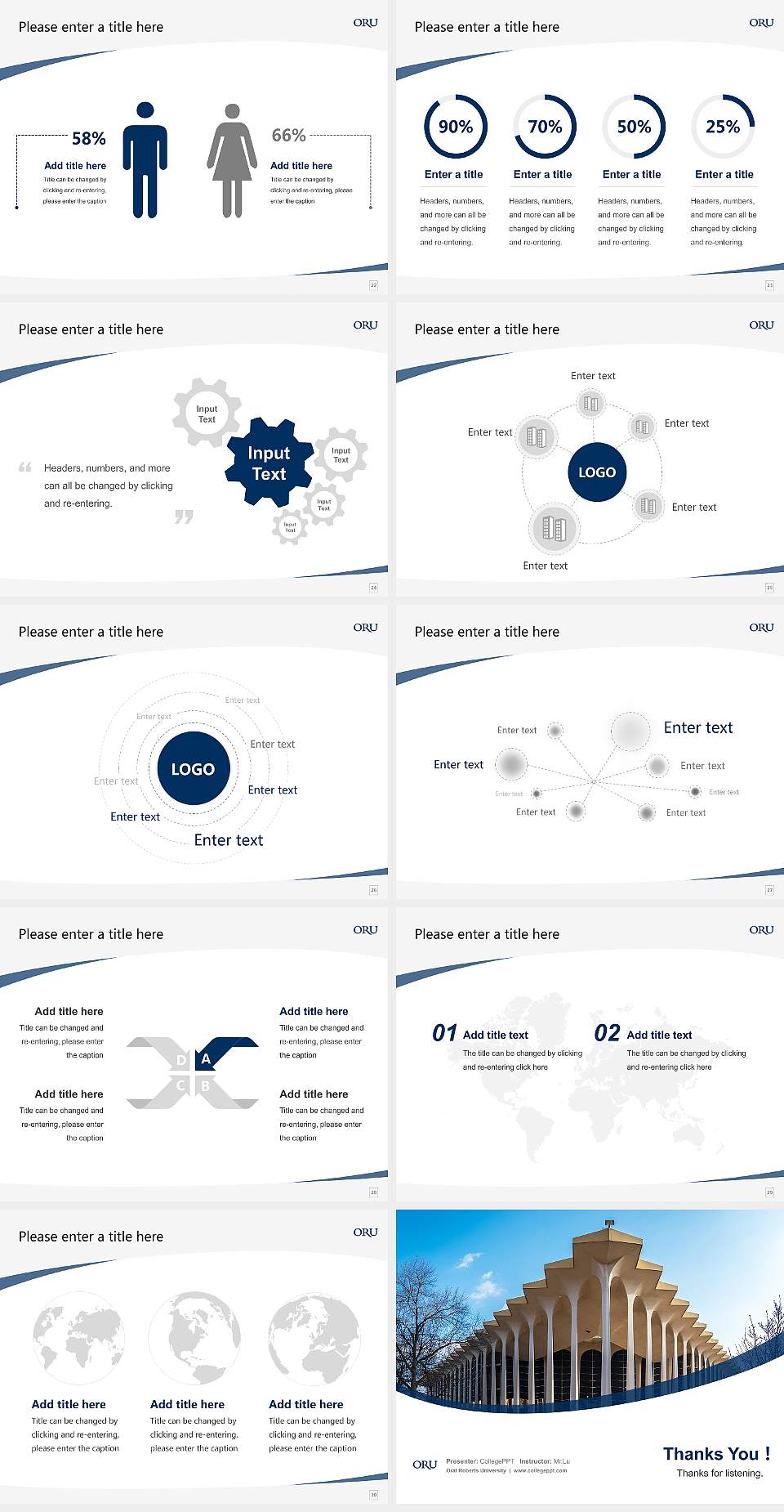 Oral Roberts University Course/Courseware Creation PPT Template4:3 ratio PPT effect preview image4