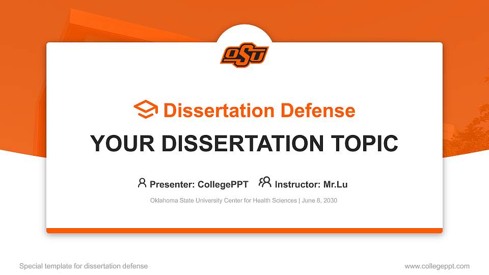 Oklahoma State University Center for Health Sciences Graduation Thesis Defense PPT Template16:9 ratio PPT effect preview image