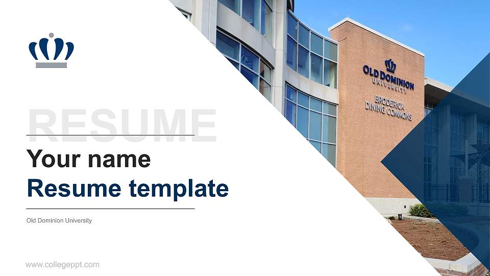 Old Dominion University Resume PPT Template16:9 ratio PPT effect preview image