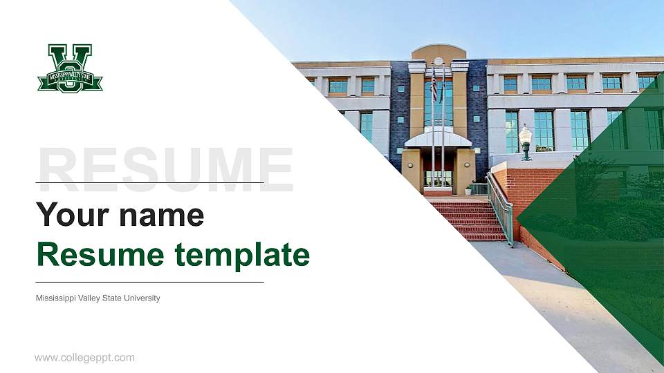Mississippi Valley State University Resume PPT Template16:9 ratio PPT effect preview image