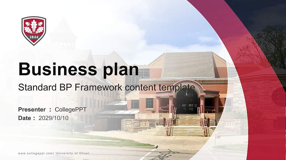 University of Olivet Competition/Entrepreneurship Contest PPT Template16:9 ratio PPT effect preview image