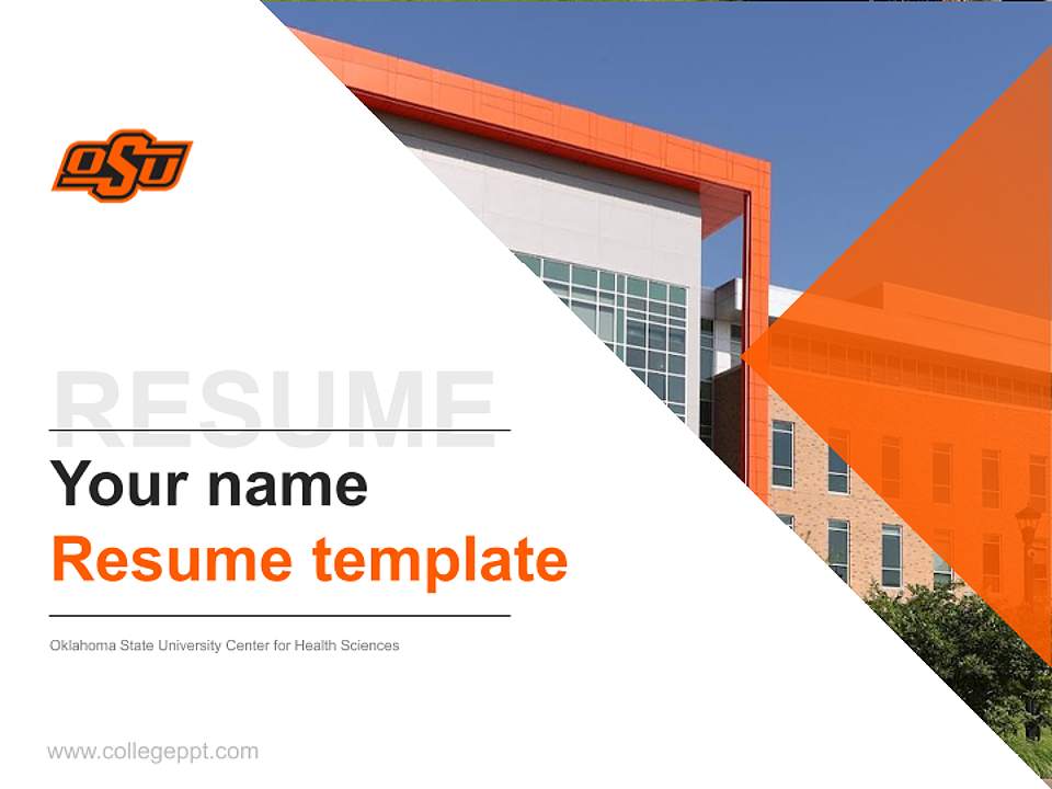 Oklahoma State University Center for Health Sciences Resume PPT Template4:3 ratio PPT effect preview image5