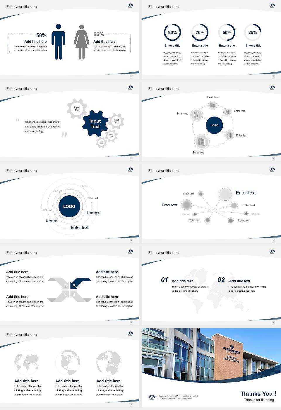 Old Dominion University Course/Courseware Creation PPT Template16:9 ratio PPT effect preview image4