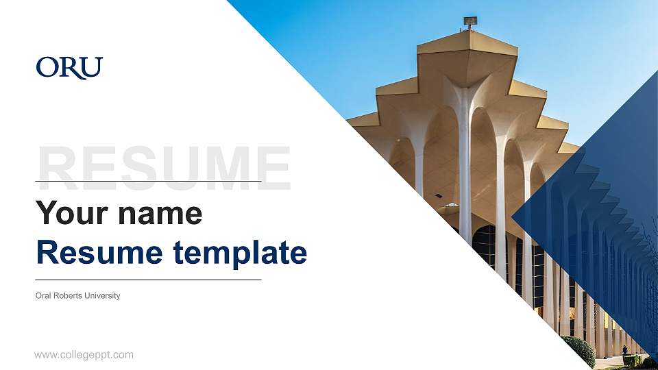 Oral Roberts University Resume PPT Template16:9 ratio PPT effect preview image