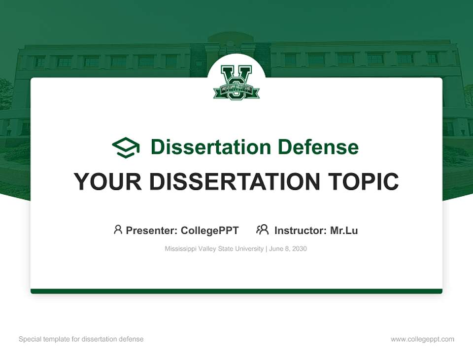 Mississippi Valley State University Graduation Thesis Defense PPT Template4:3 ratio PPT effect preview image7