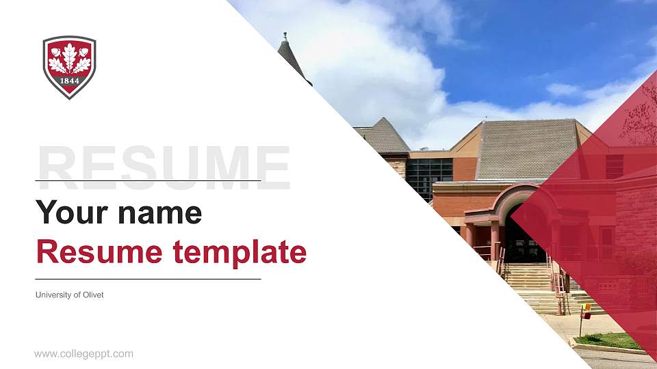 University of Olivet Resume PPT Template16:9 ratio PPT effect preview image