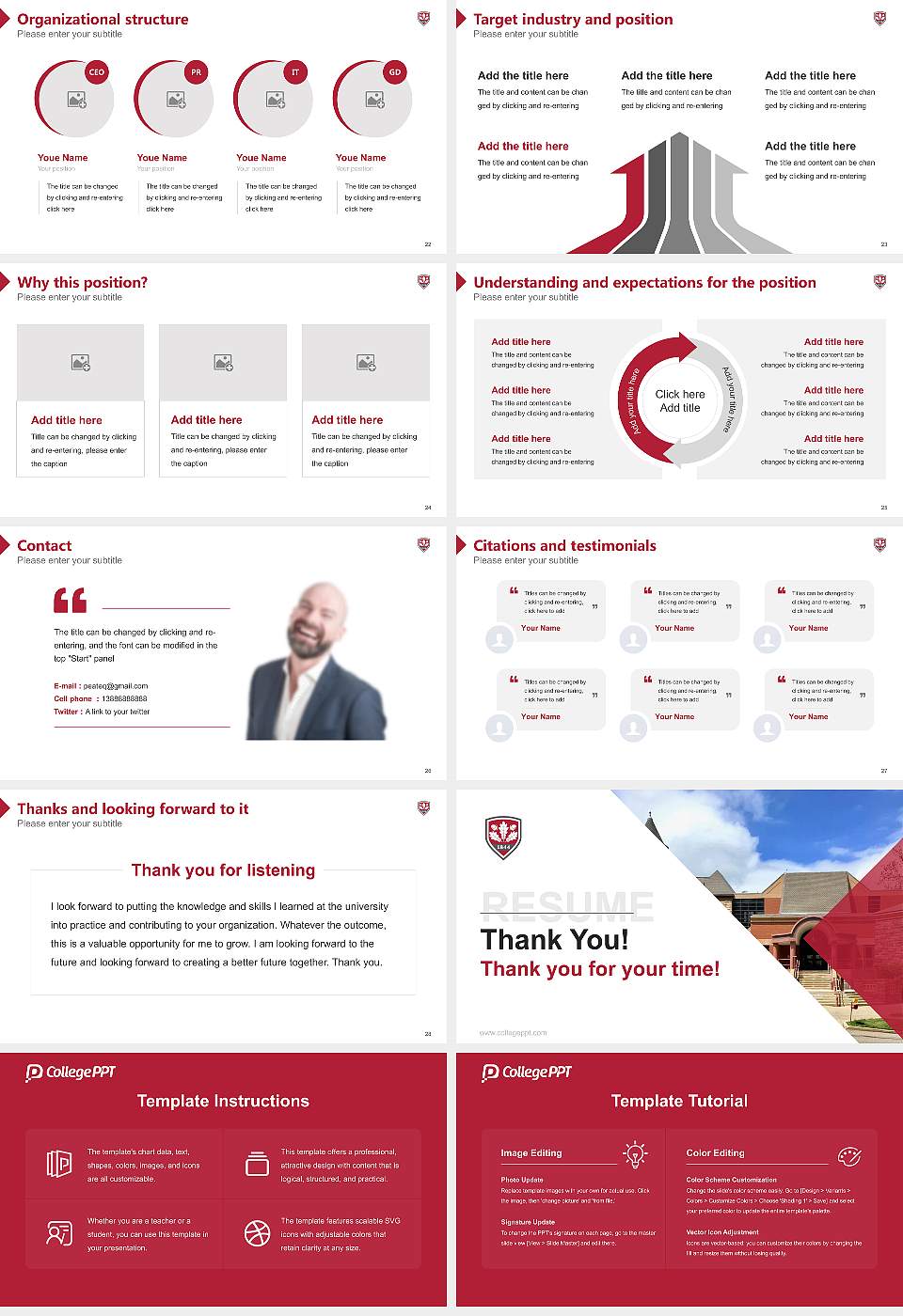 University of Olivet Resume PPT Template16:9 ratio PPT effect preview image4