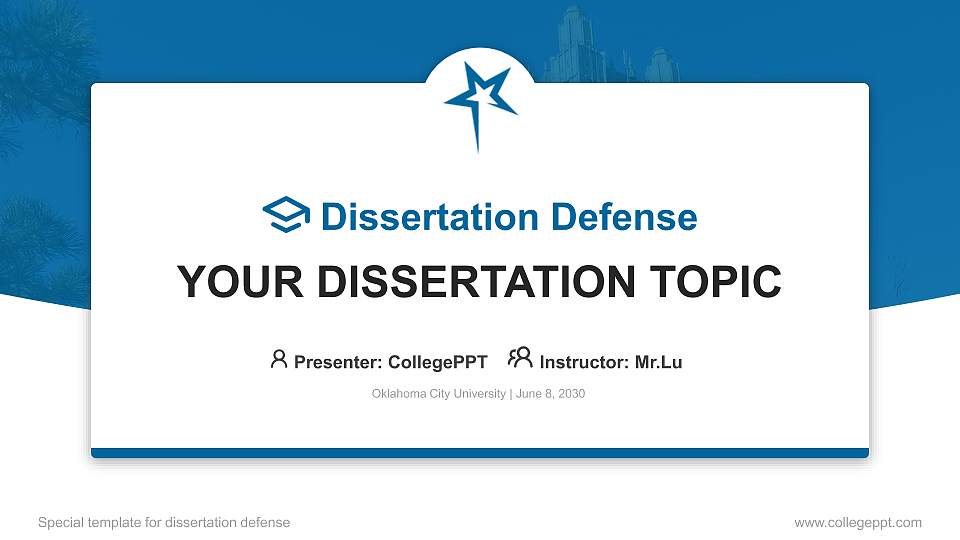 Oklahoma City University Graduation Thesis Defense PPT Template16:9 ratio PPT effect preview image