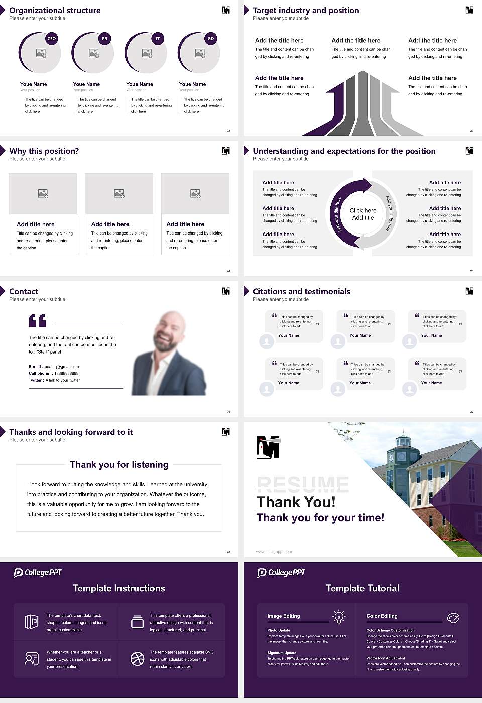 Mitchell College Resume PPT Template16:9 ratio PPT effect preview image4