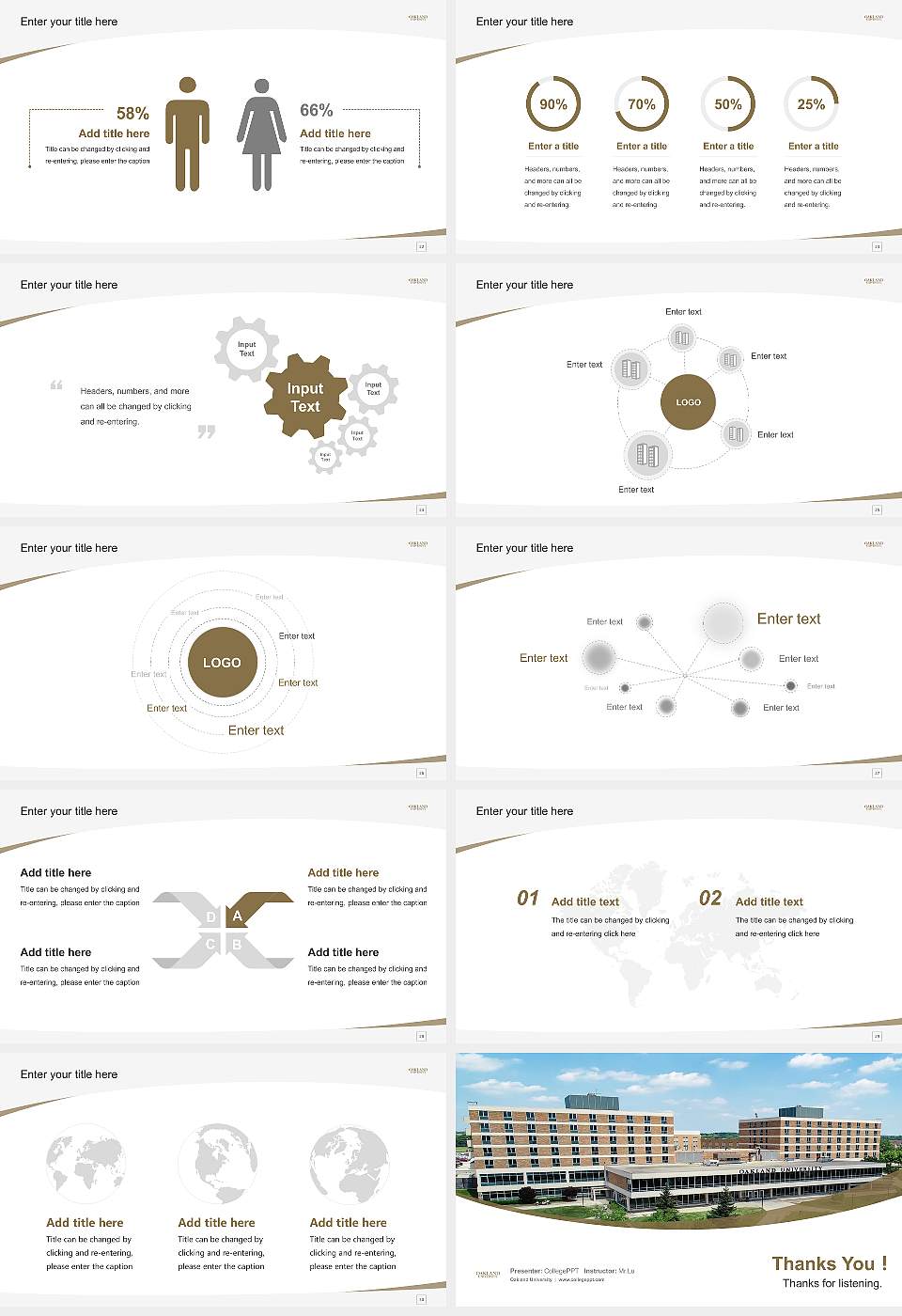 Oakland University Course/Courseware Creation PPT Template16:9 ratio PPT effect preview image4